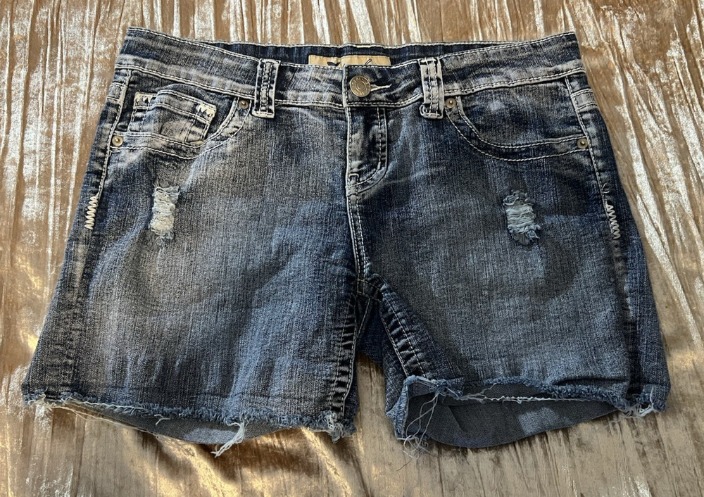 Wet Seal Vintage Junior Size 13 Low Rise Distressed Denim Shorts